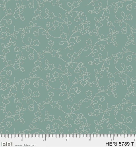 [HERI 5789T] Dotty Vines - Teal - The Heritage Collection