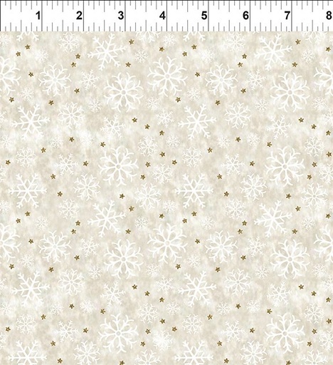 [11WS-1M] Winter Solstice II - Snowflakes - Cream - Metallic
