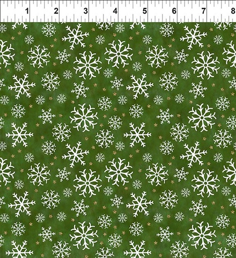 [11WS-3M] Winter Solstice II - Snowflakes - Green - Metallic