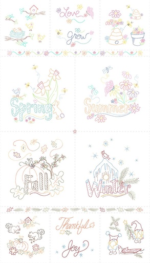 [R190134D-CREAM] SALE - Cream Season Sampler Panel 24in x 43in