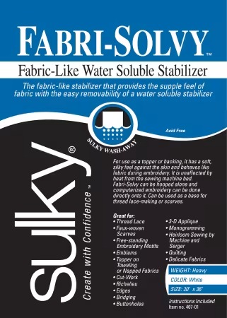 [407-01] Fabri-Solvy Washaway Stabilizer White 20in x 1 yd