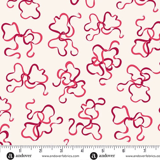 [A-1313-LR] Heart Nouveau - Curlicue Bows Rosy