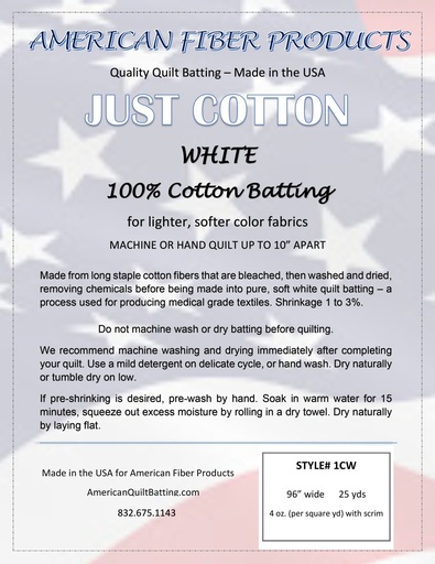 Batting—50/50 Bamboo/Cotton 96" Wide OTR-American Fiber