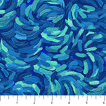 [29264-66] Starry Night Brushstroke Dark Teal Multi