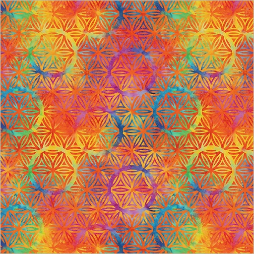 [55109DW-1DES] BeColorful Flower of Life Orange Crush 108" 3yd Cut