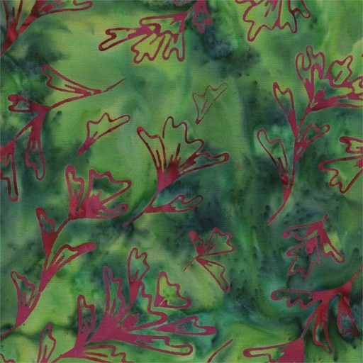 [6206] Wild for Wildflowers Batik Branch Deep Green