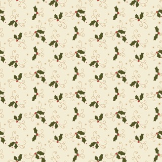 [C17663-CREAM] Christmas Greetings Holly Cream