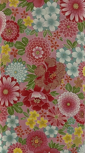 [GS5513C-2] Colorful Packed Florals on Pink from Japan