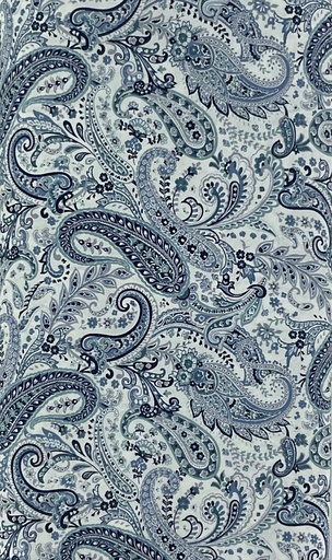 [DR Paisley - A] Blue Paisley on White from Japan