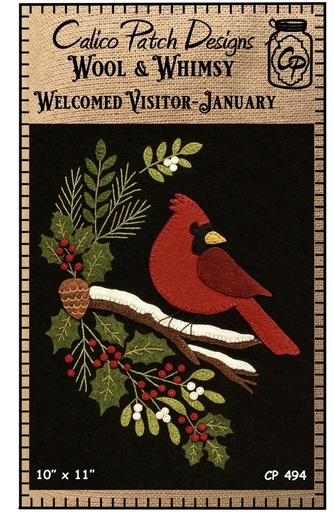 [P218-WelcomedDVI] Wool & Whimsy Welcomed Visitor January Wall Hang Pattern