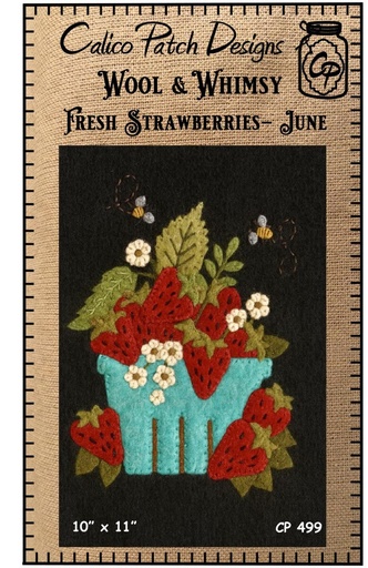 [P218-freshstraw] Wool & Whimsy Fresh Strawberries June Wall Hang Pattern