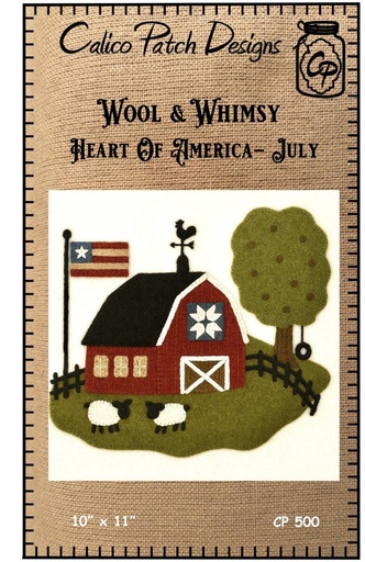 [P218-heartofame] Wool & Whimsy Heart of America July Wall Hang Pattern