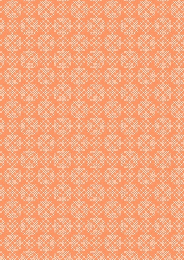 [A668.1 Autumn Orange] Folk Floral Cross Stitch on Autumn Orange