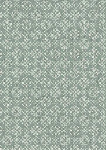 [A668.2 Iced Sage] Folk Floral Cross Stitch on Iced Sage