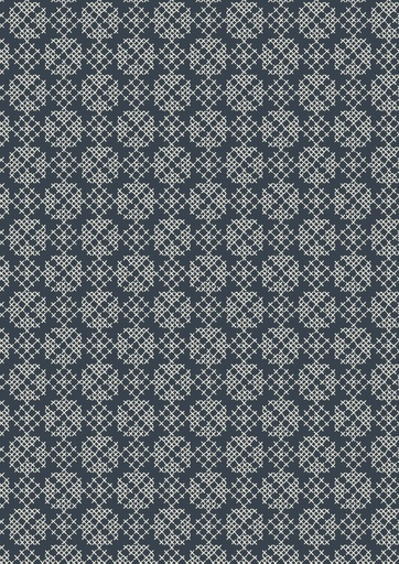 [A668.3 Navy Blue] Folk Floral Cross Stitch on Navy Blue