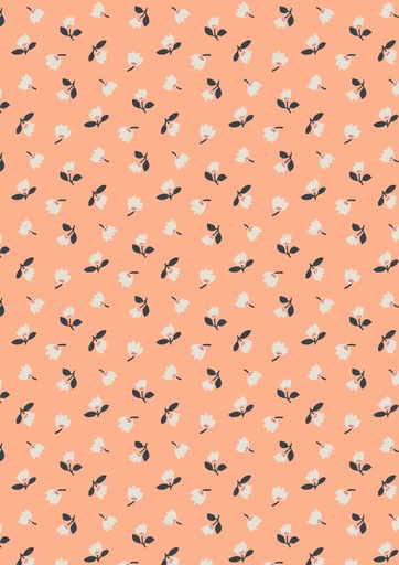 [A667.2 Peach] Folk Floral Little Flowers on Peach