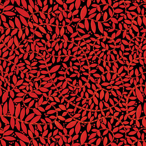 [10434-20] Folktown Cats Fantasy Fern Red/Black
