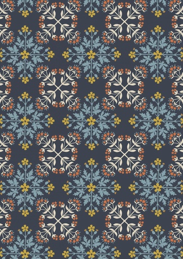 [A665.3] Mojolica Floral Tile Dark Blue