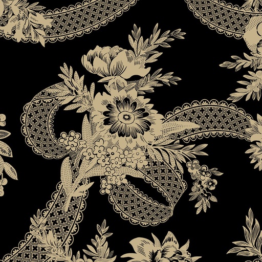 [R220327-BLACK] Midnight Lace Black Floral Lace