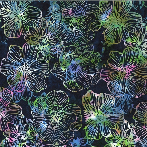 [T2437-145] Bali Batik Outline Flowers Spring