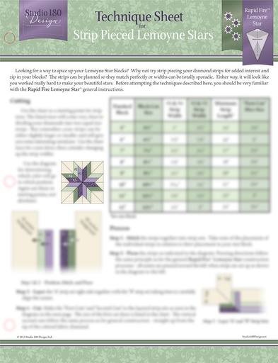 [DTEC09] Strip Pieced Lemoyne Stars Technique Sheet-Studio 180