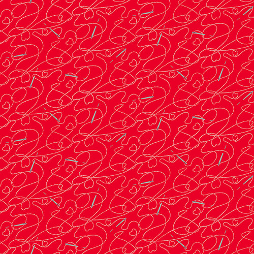 [Q-488-82] JustSewHappy - Red - Stitch and Needle