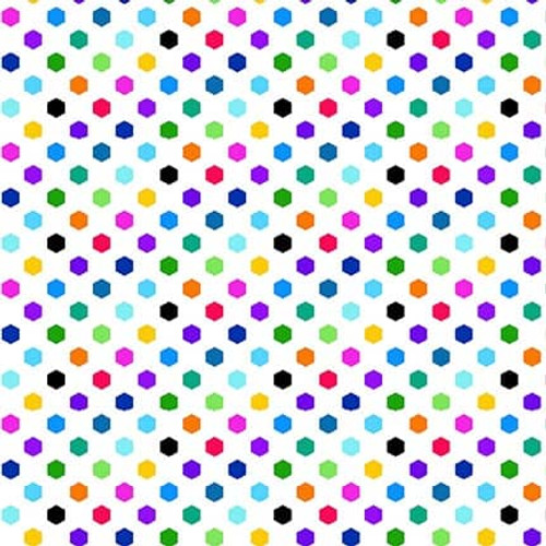[1392-01 White] Cheerful and Colorful White Hexi Dots