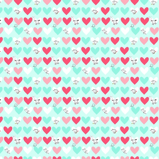 [Y4292-103 Light Teal] Love is in the Air Digital Peekaboo Hearts Light Teal