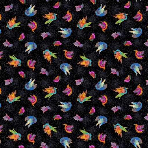 [Y4346-3 Black] Fantasticats Digital Birds Black