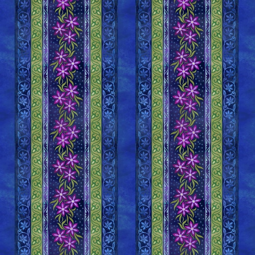 [24-3SEW 1] Counterpoint II Floral Stripe Blue