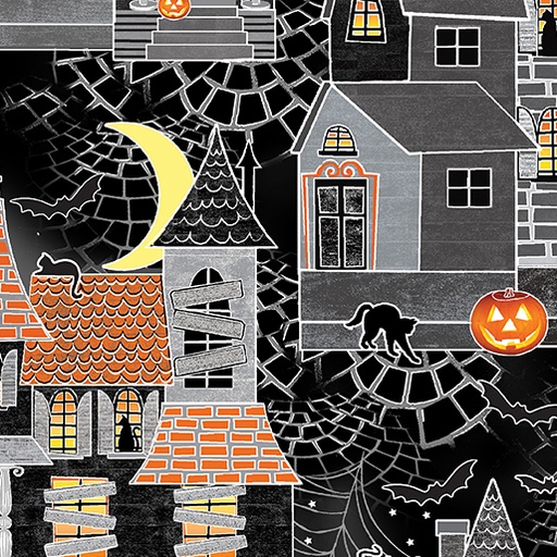 [12543G-11] SALE-Halloween Spirit Frightville Charcoal Gray