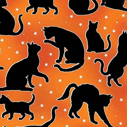[12545G-38] SALE-Halloween Spirit Spooktacular Cats Orange