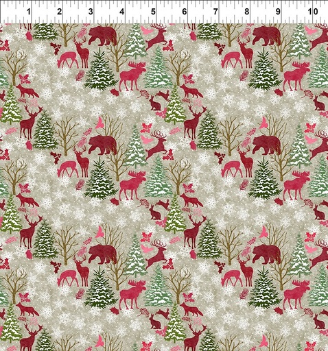 [3NW-1] SALE - Nature’s Winter-Forest Animals-Red